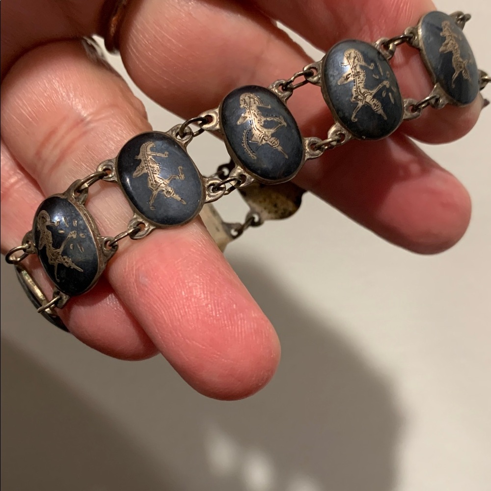 Vintage 50 s Black and silver Siam bracelet